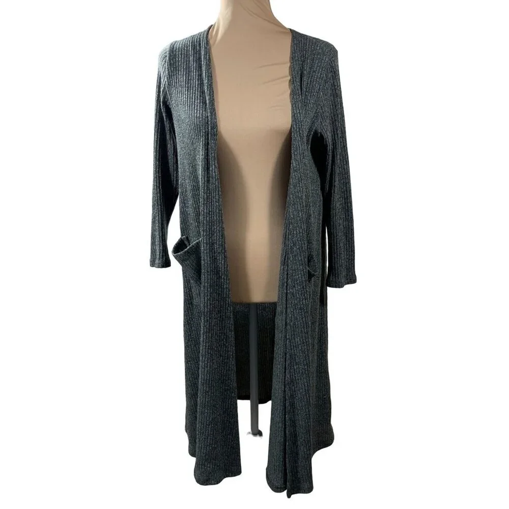LulaRoe Sarah Open Front Cardigan Sweater Long Line Gray Green Size S Small - Picture 1 of 6
